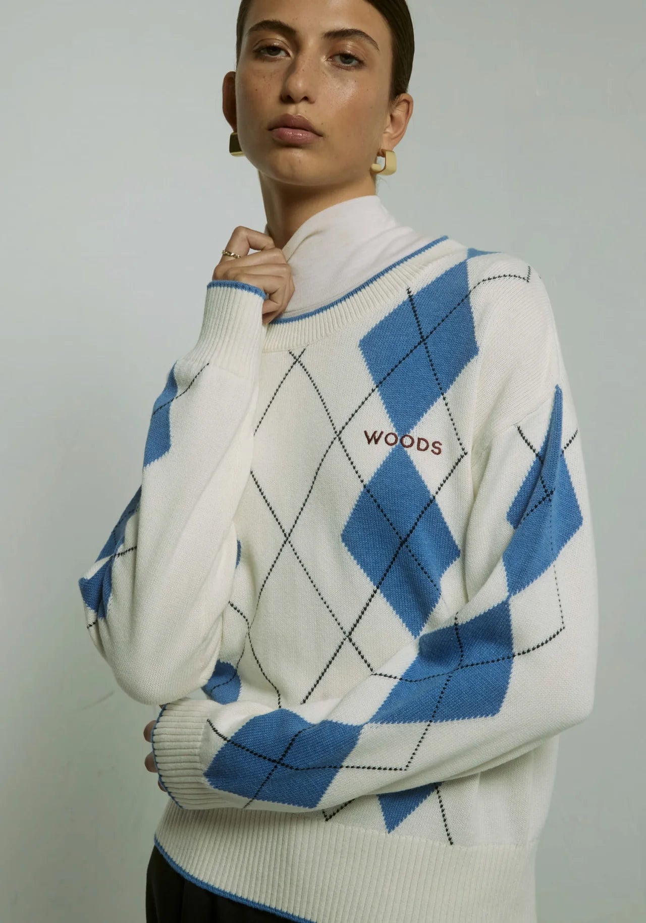 Lucky Knit Sweater in Argyle Print Viktoria + Woods