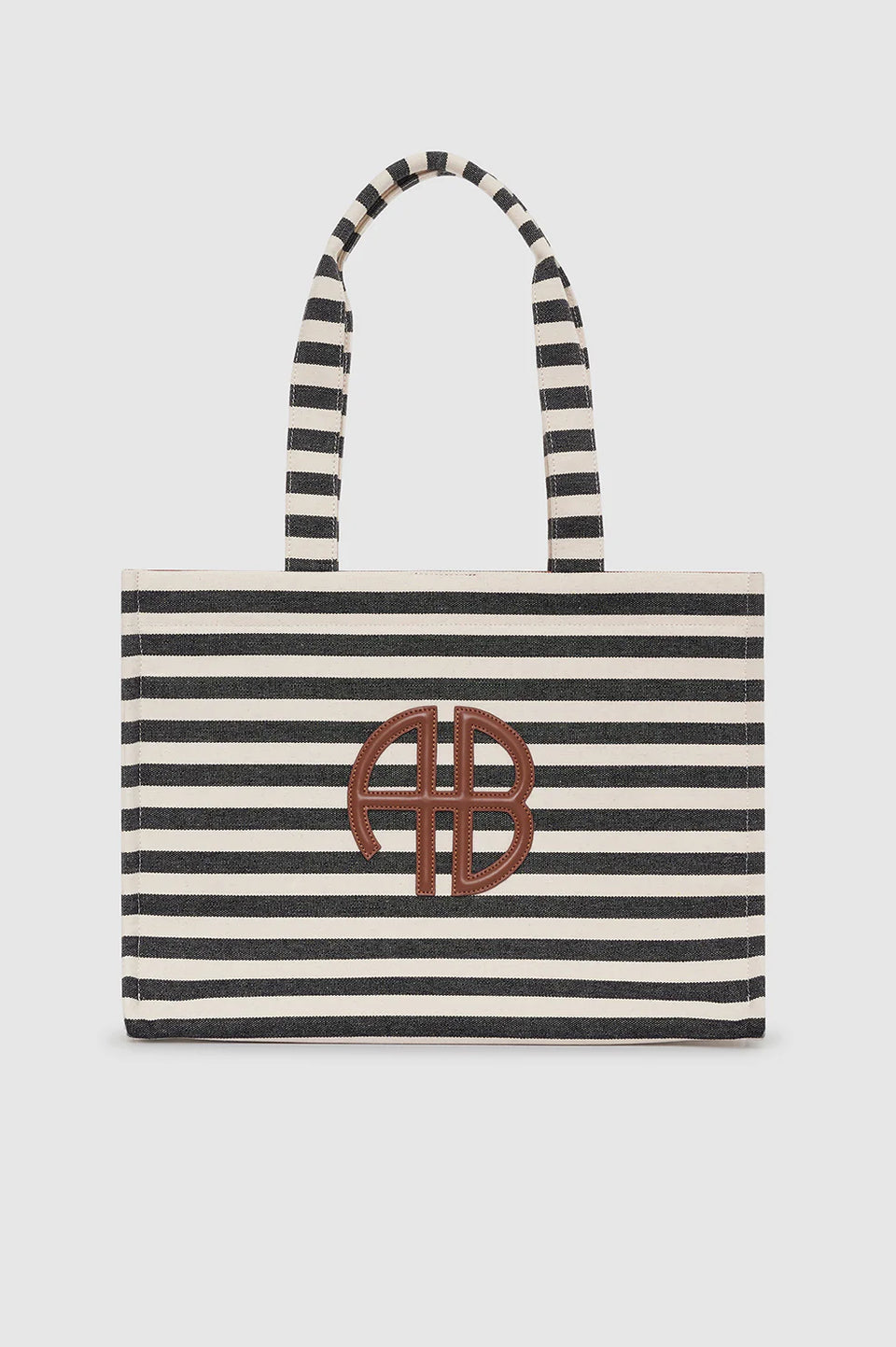 Lara Tote in Natural and Black Stripe Anine Bing
