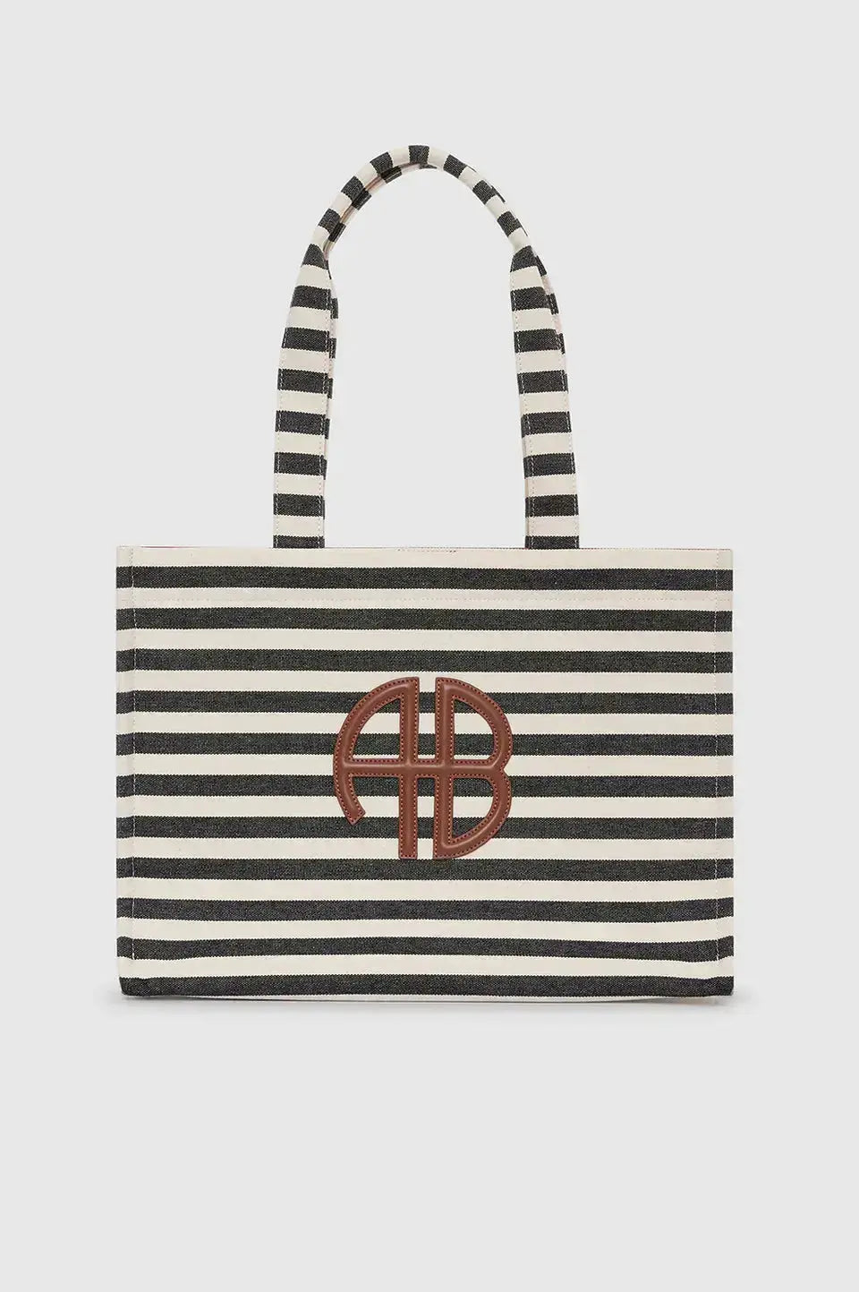 Lara Tote in Natural and Black Stripe Anine Bing