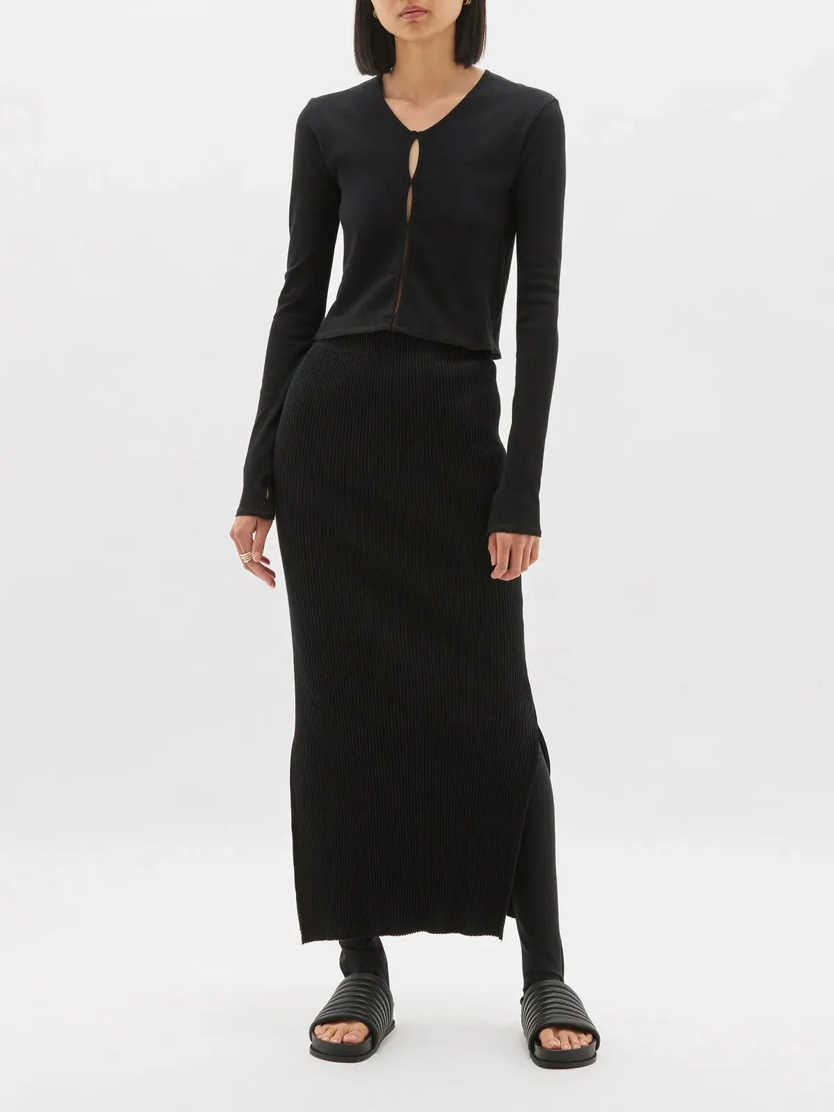 Slim Fit Cutout Detail Rib Top Bassike