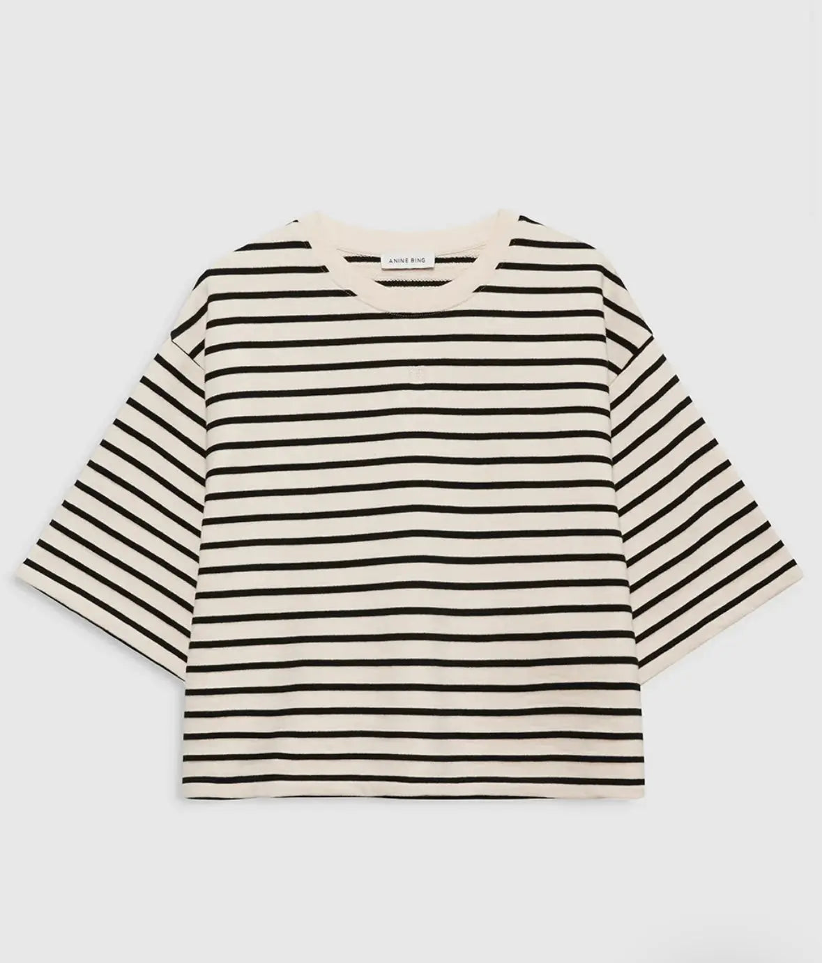 Myers Cropped Tee in Striped French Terry Anine Bing