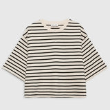 Myers Cropped Tee in Striped French Terry Anine Bing