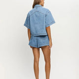 Hester Denim Shirt in Stonewash Blue Kivari