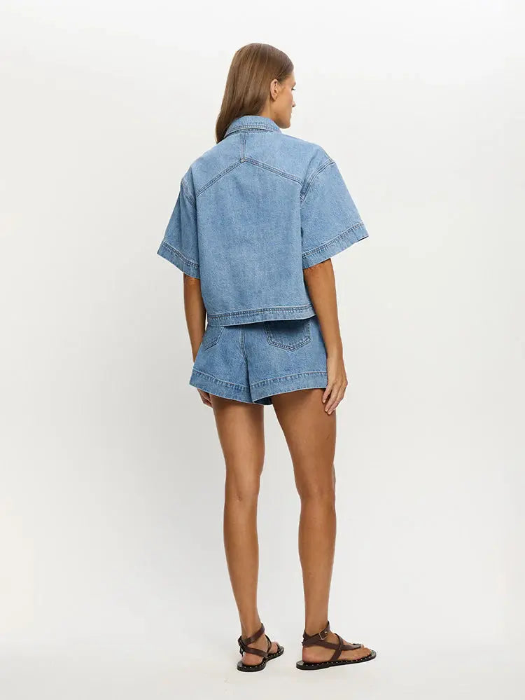 Hester Denim Shirt in Stonewash Blue Kivari