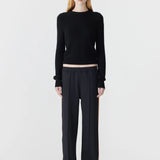 Twill Striped Detail Pant in Black and Argan Bassike
