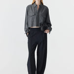 Elastic Detail Twill Pant in Black BASSIKE