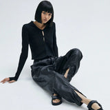 Slim Fit Cutout Detail Rib Top Bassike