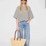 Myers Cropped Tee in Striped French Terry Anine Bing