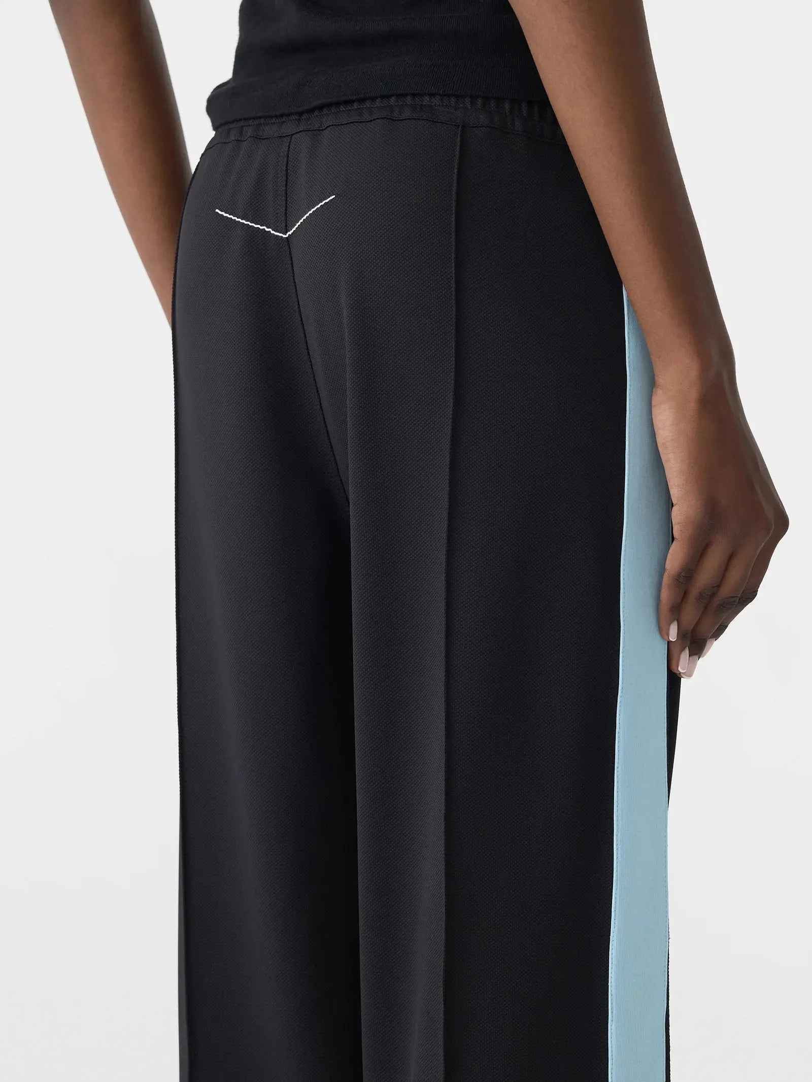 Pique Stripe Detail Pant In Black/Pale Blue Stripe Bassike