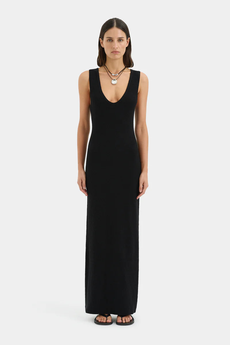Black scoop neck maxi dress by sit at clothlifestyle boutique