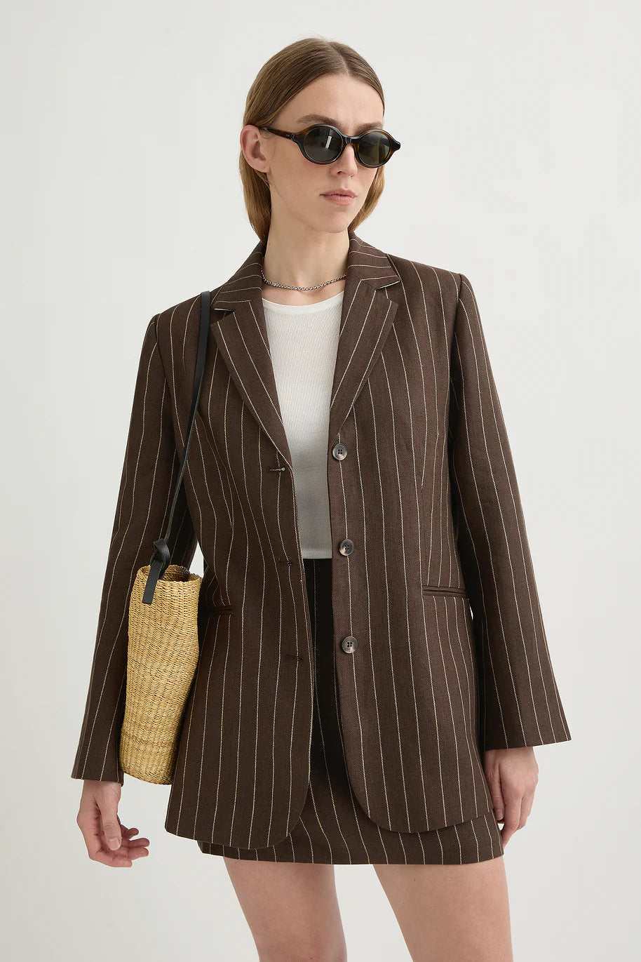 Leon Blazer in Chocolate Stripe Posse