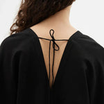 Viscose Linen V Neck Top in Black