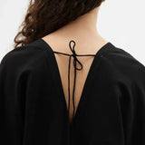 Viscose Linen V Neck Top in Black