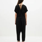 Viscose Linen V Neck Top in Black