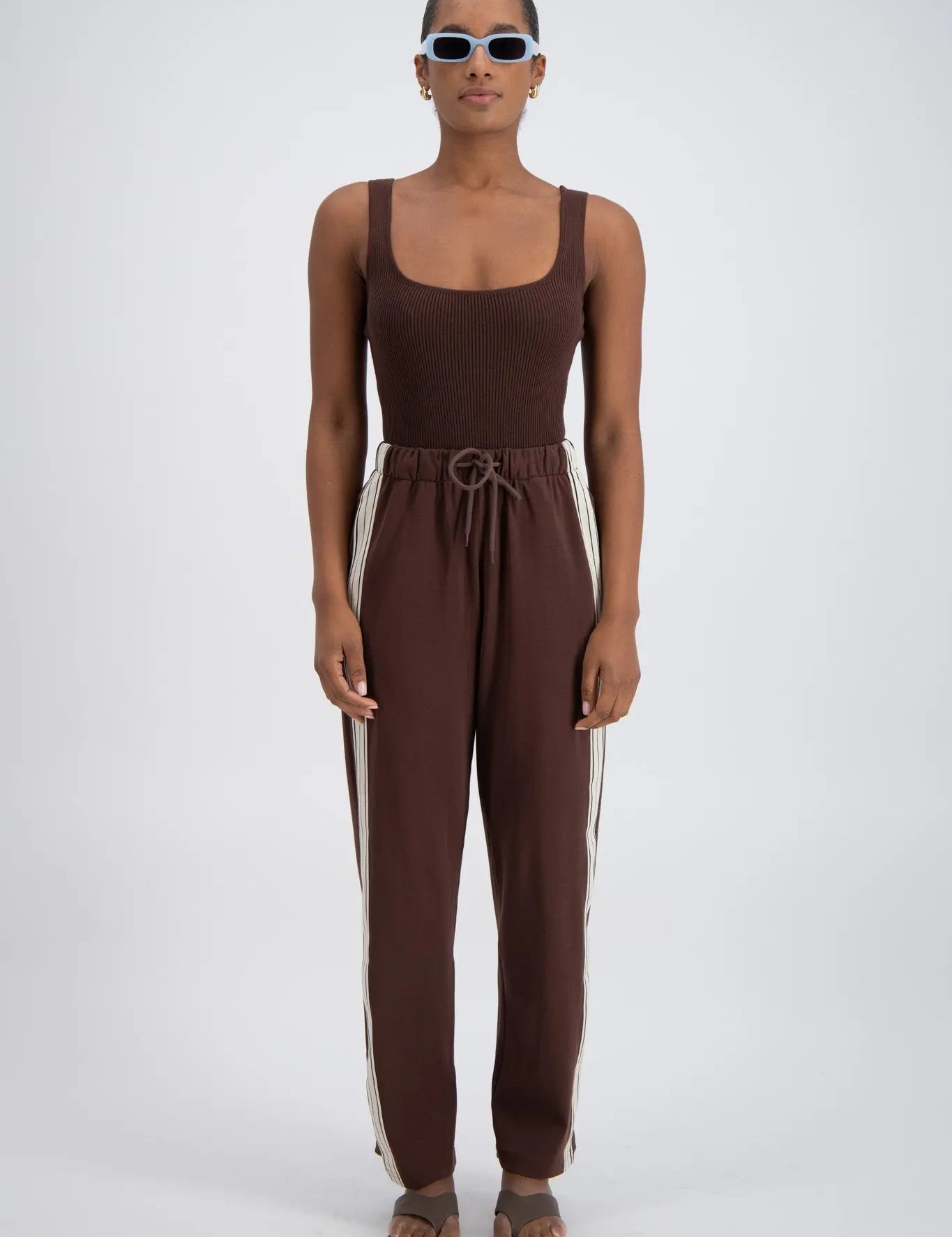 Relaxed pant with stripe brown clothlifestyle boutique