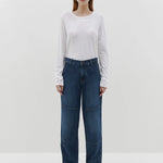 Regular Scoop Hem Long Sleeve T-shirt in White