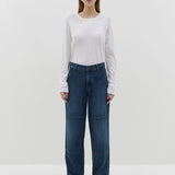 Regular Scoop Hem Long Sleeve T-shirt in White