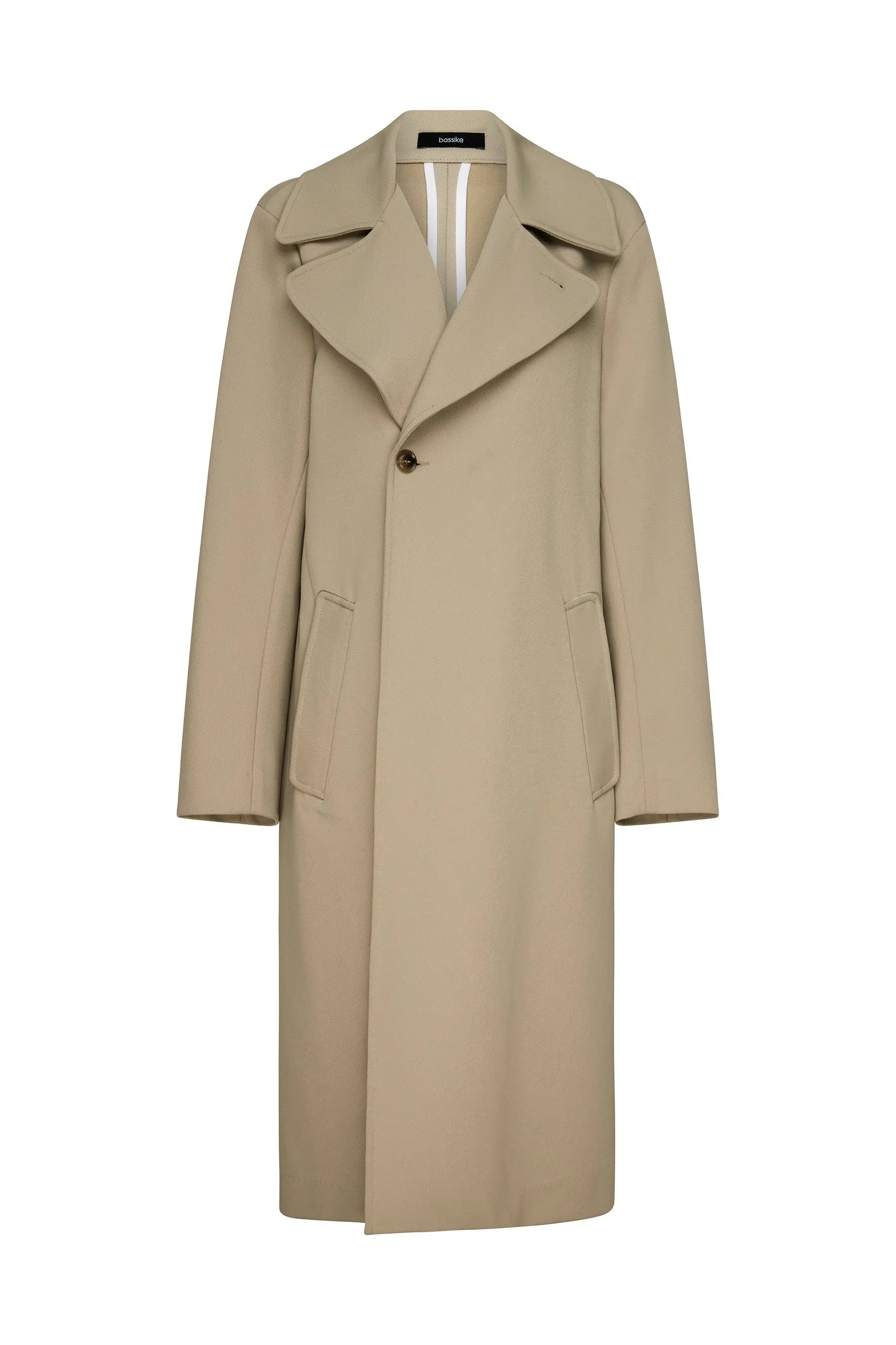 stretch twill coat in light tan product