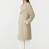 stretch twill coat in light tan - side