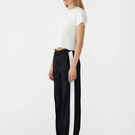 Twill Stripe Detail Pant in Black and White Bassike