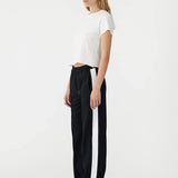 Twill Stripe Detail Pant in Black and White Bassike