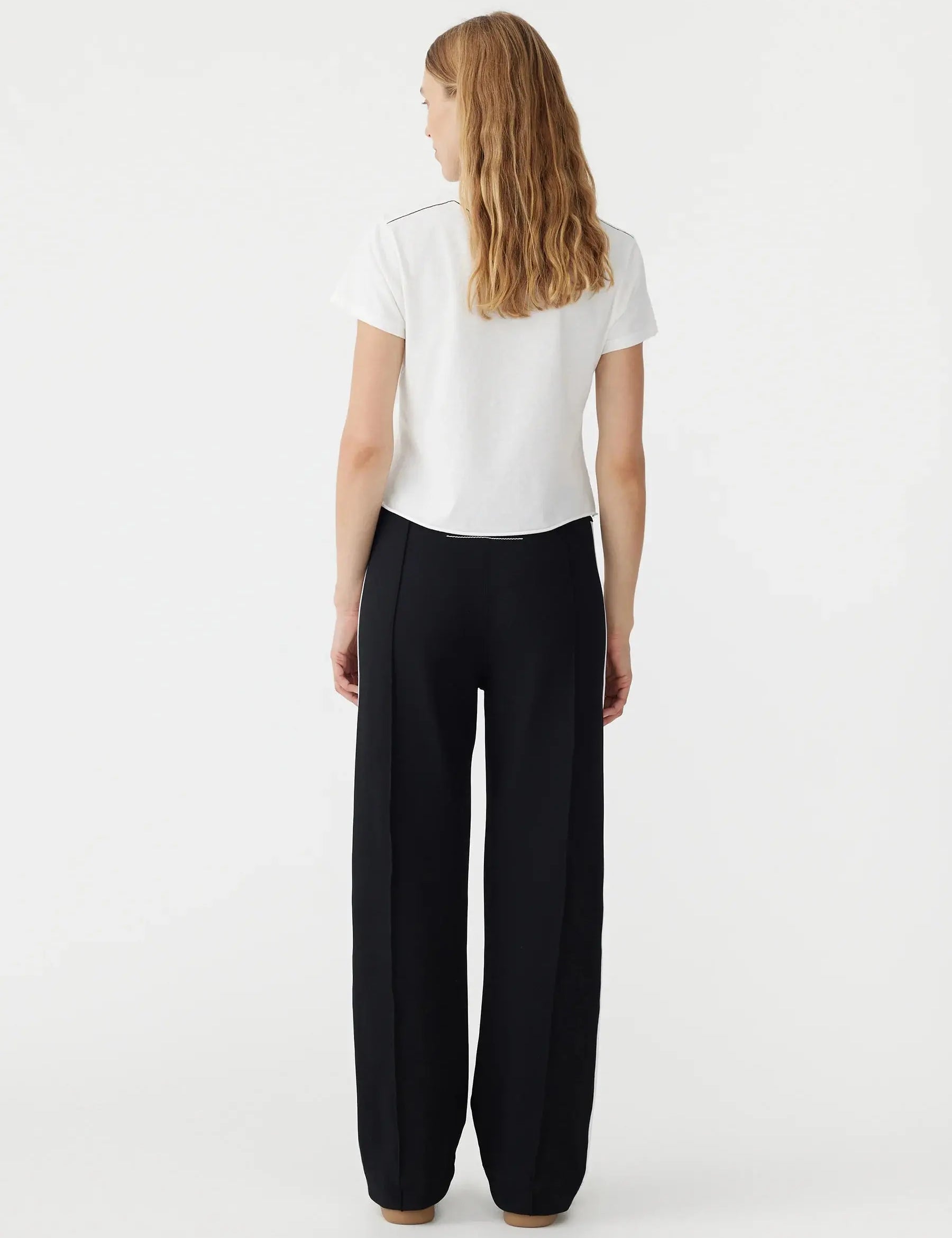Twill Stripe Detail Pant in Black and White Bassike
