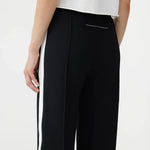 Twill Stripe Detail Pant in Black and White Bassike
