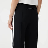 Twill Stripe Detail Pant in Black and White Bassike