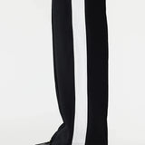 Twill Stripe Detail Pant in Black and White Bassike
