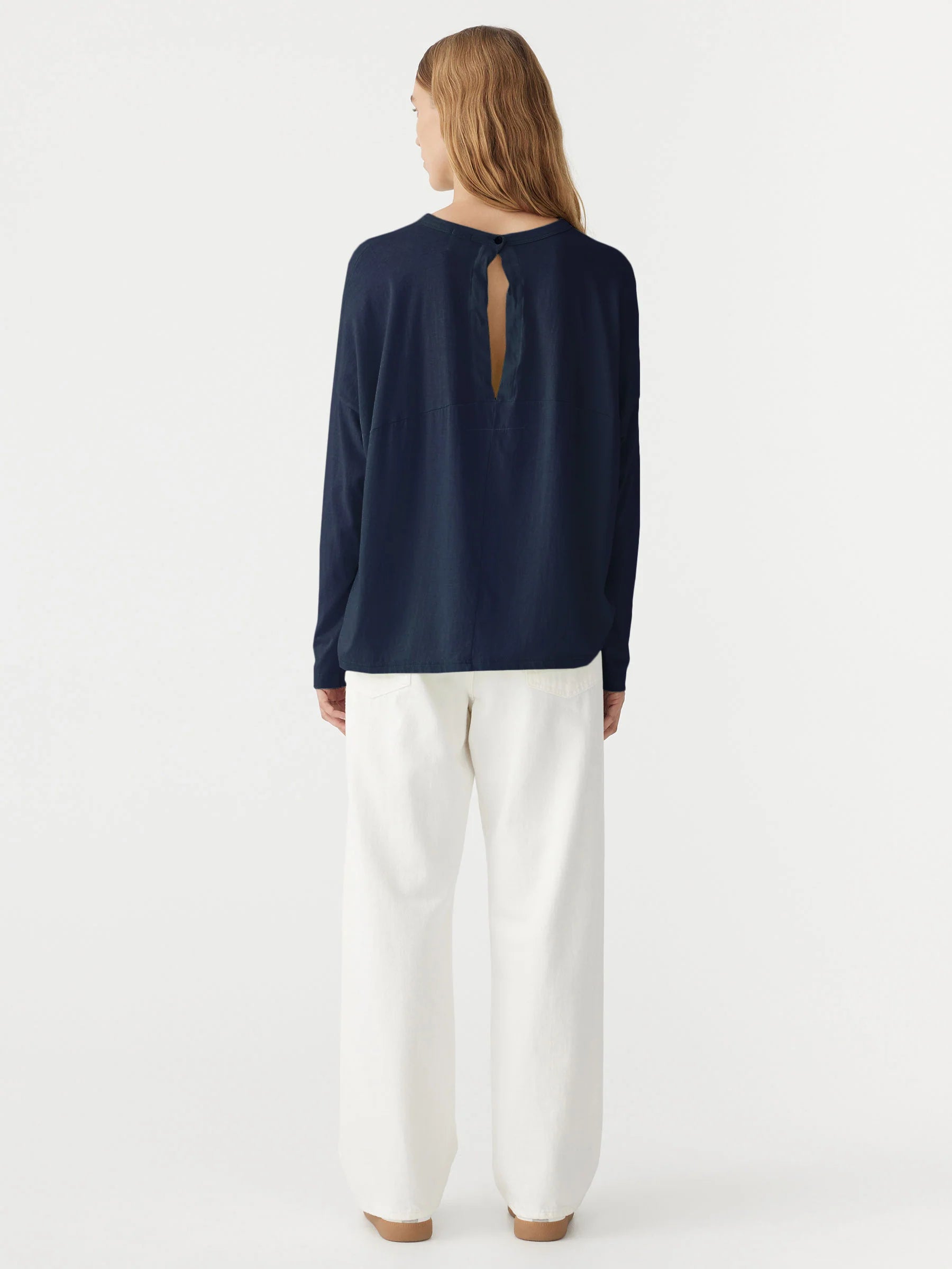 Slouch Circle Long Sleeve Tee in Blue Ink