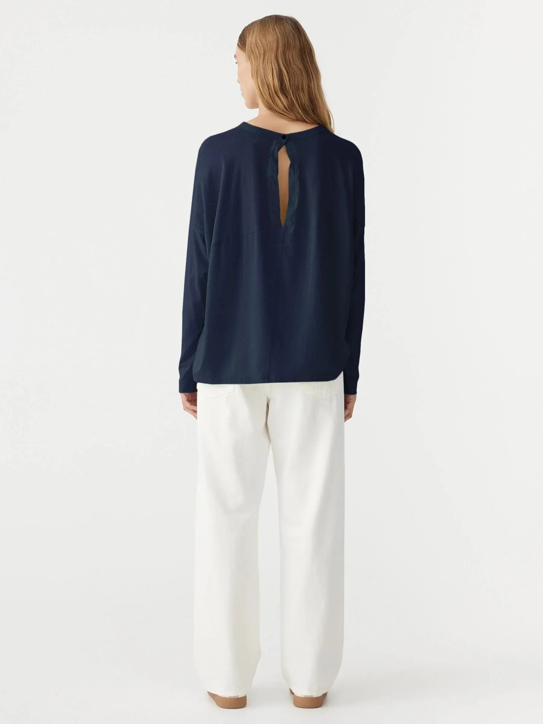 Slouch Circle Long Sleeve Tee in Blue Ink