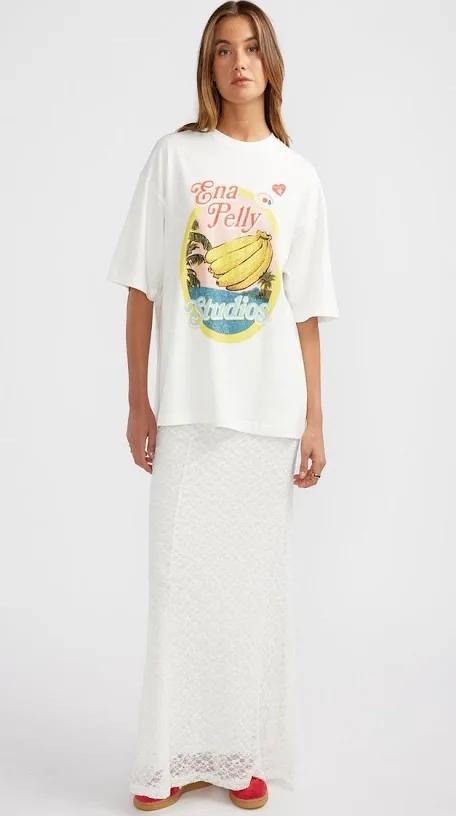 White oversized Banana tee logo Clothlifestyle Boutique 