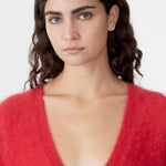 Deep V Textured Knit in Red BASSIKE