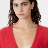 Deep V Textured Knit in Red BASSIKE