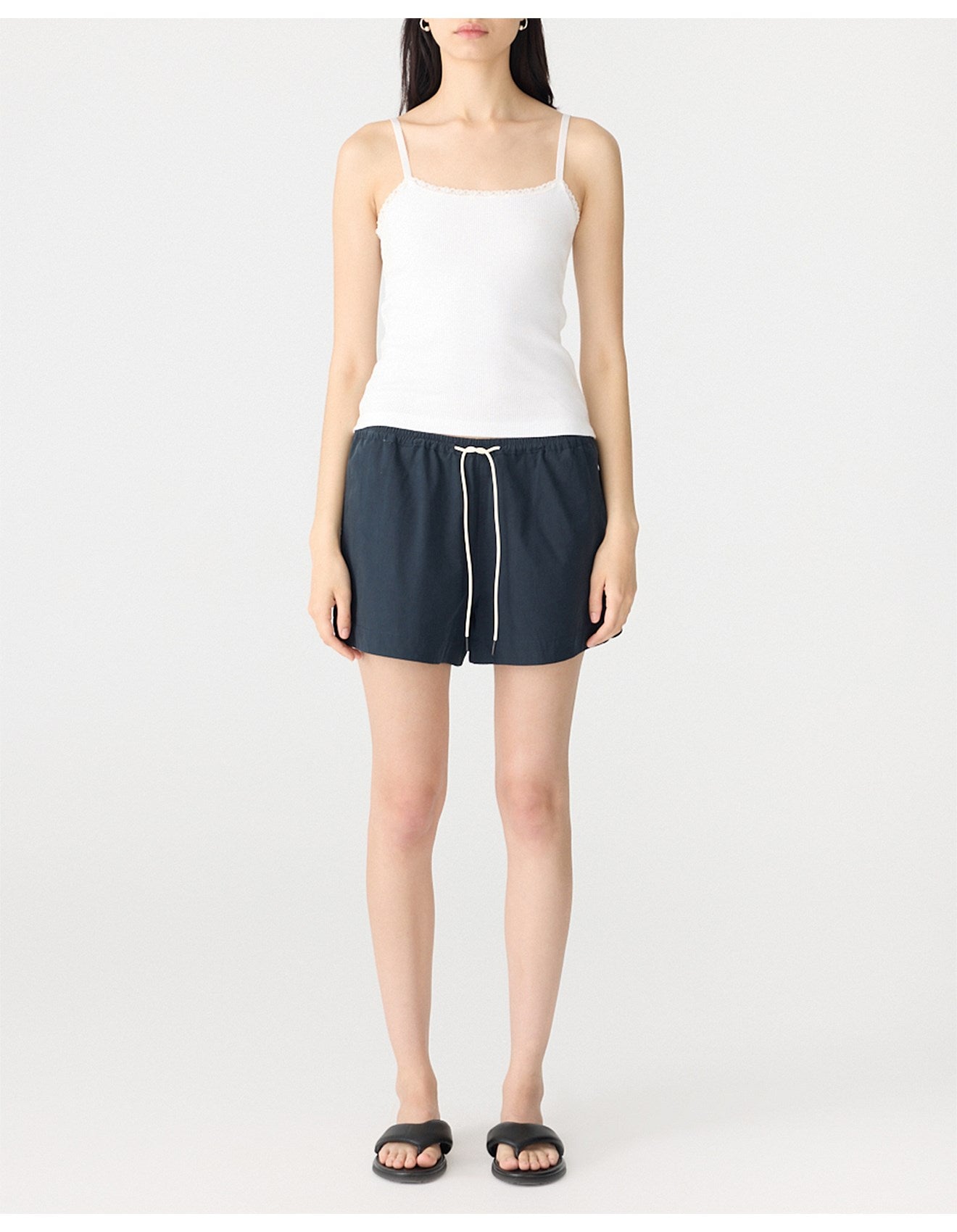 Crushed Cotton Tennis Short in Ink Bassike