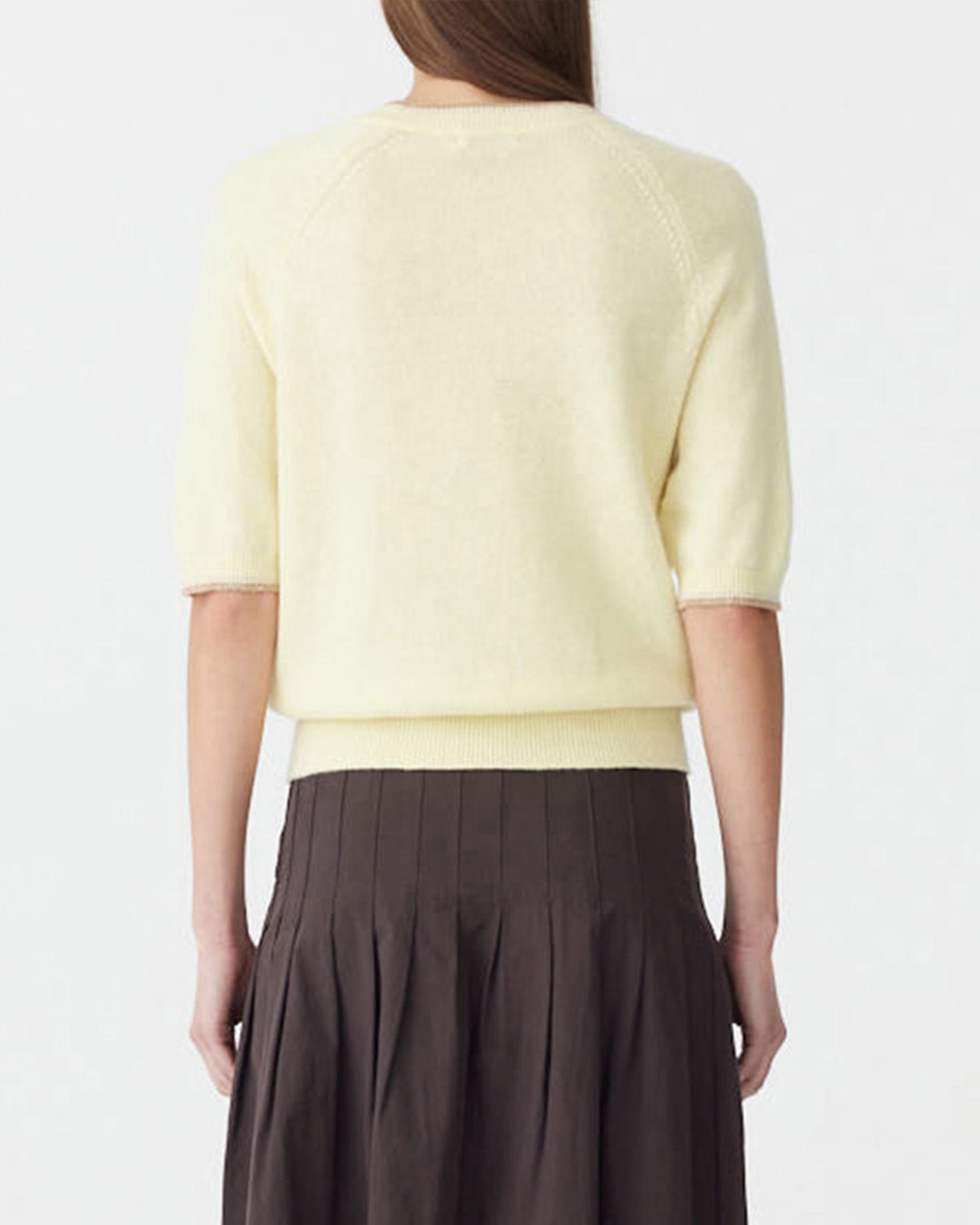 Cashmere Linen Crew Knit in Lemon BASSIKE