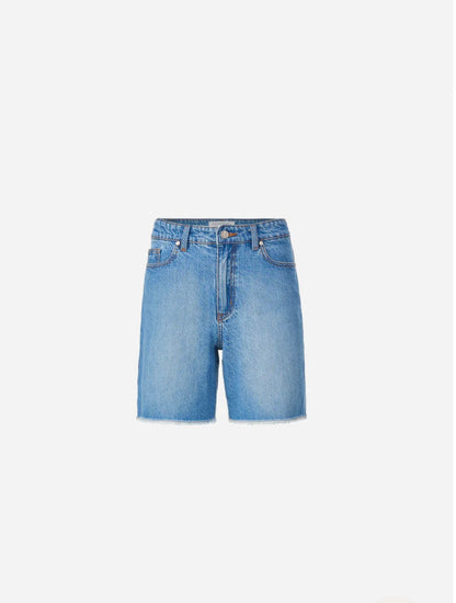 High rise vintage wash denim short