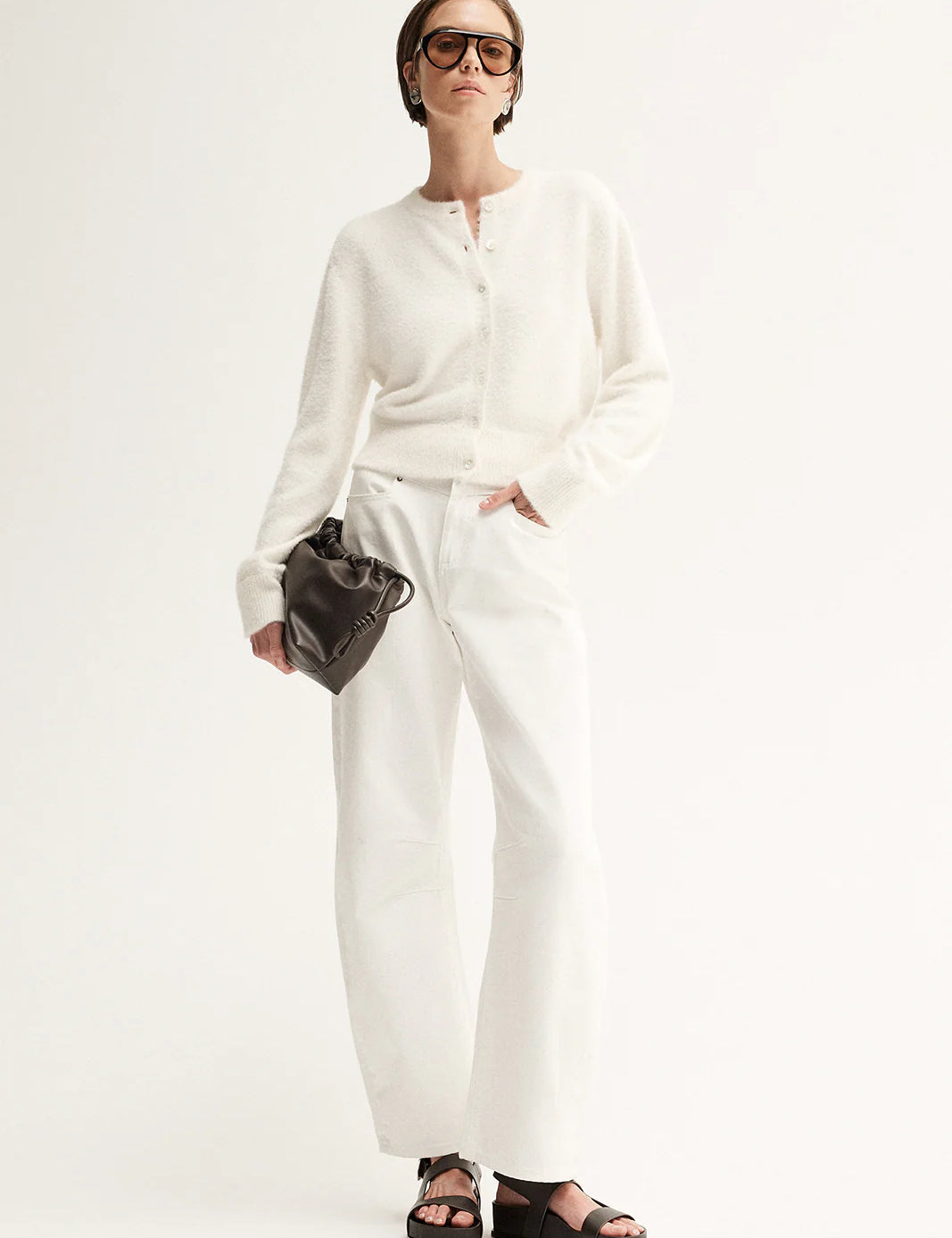 Posie Knit Cardigan in White Elka Collective