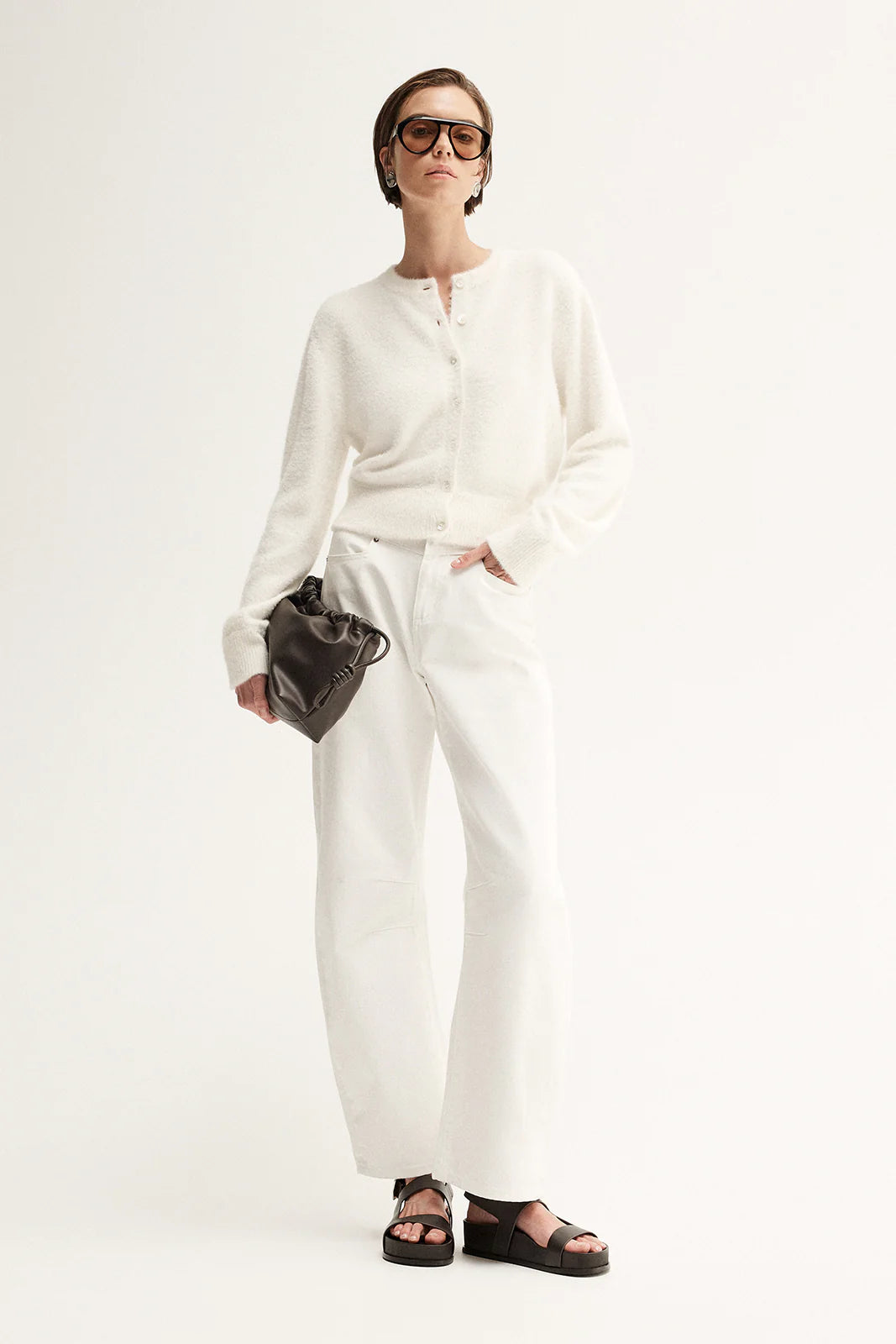 Posie Knit Cardigan in White Elka Collective
