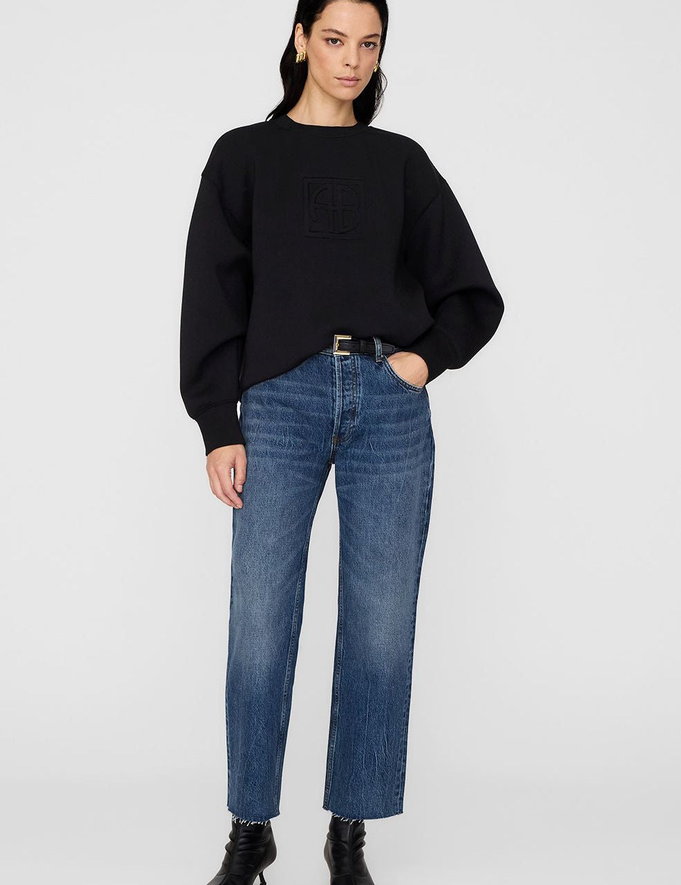 Alto Sweatshirt Framed Monogram Black Anine Bing