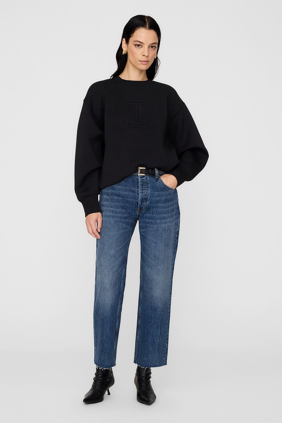 Alto Sweatshirt Framed Monogram Black Anine Bing