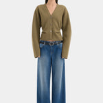Ayana Gathered Cardigan in Khaki Sir.