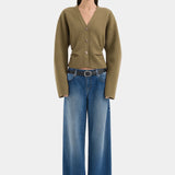 Ayana Gathered Cardigan in Khaki Sir.