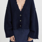 Blue cardigan with silver button blanca at clothlifestyle boutique 