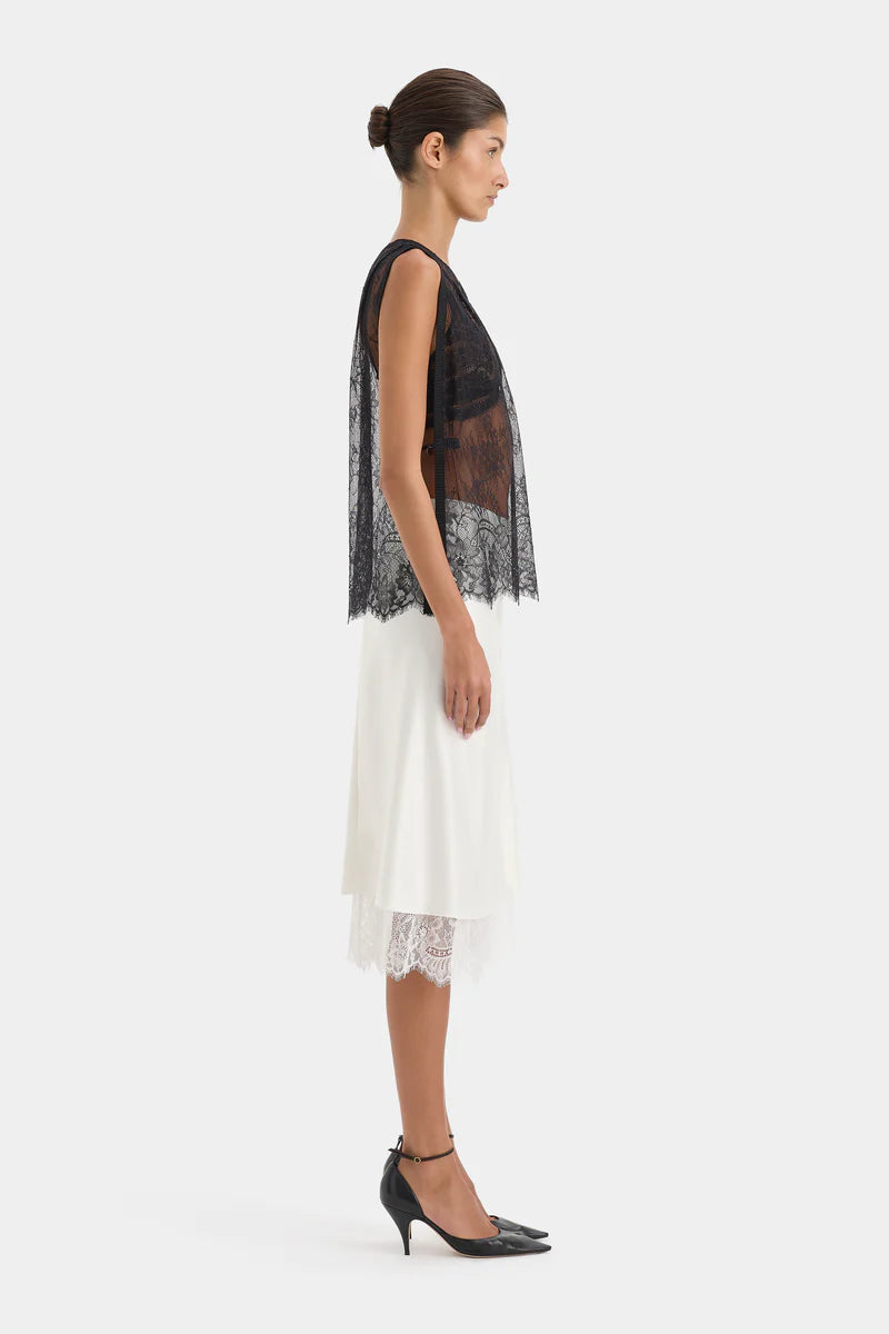 Ingrid Lace Midi Skirt in Ivory Sir.