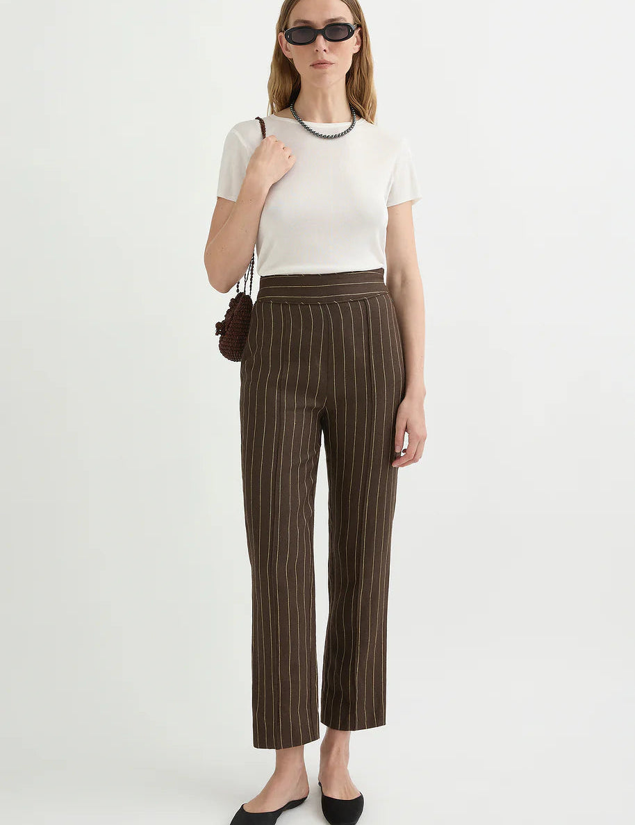 Thea Trousers in Chocolate Pinstripe Posse