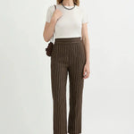 Thea Trousers in Chocolate Pinstripe Posse