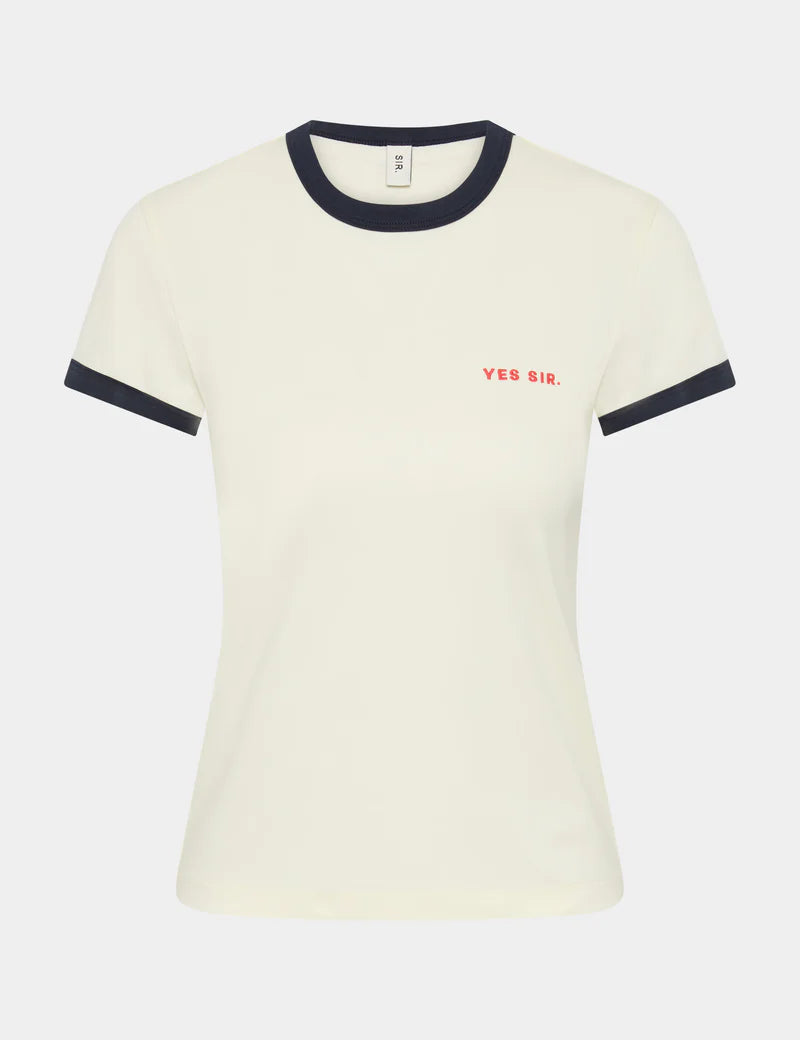 Yes Sir Fitted Tee in Ecru Sir.