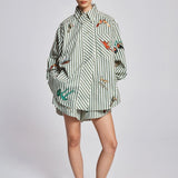 Bisou Embroidered Long Sleeve Shirt Alemais