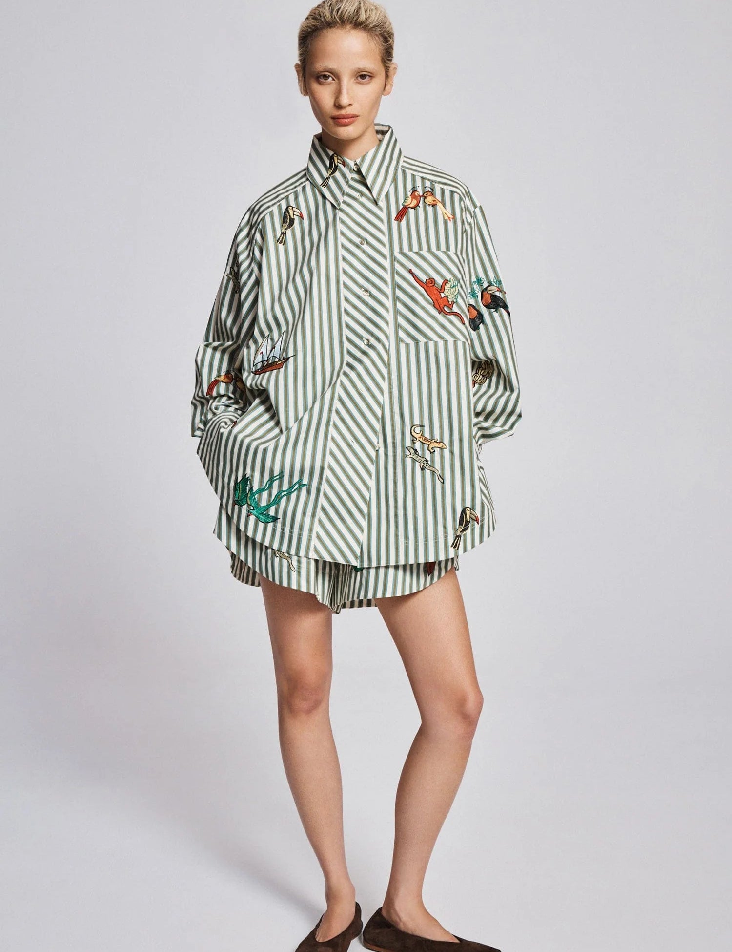Bisou Embroidered Long Sleeve Shirt Alemais